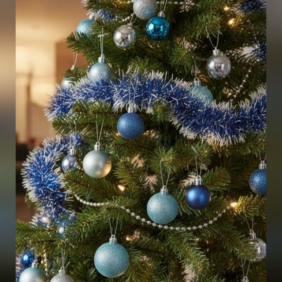 Unbranded Other - Christmas Ornament Set Blue And Silver 30mm (Vase Sold Separately) (New)